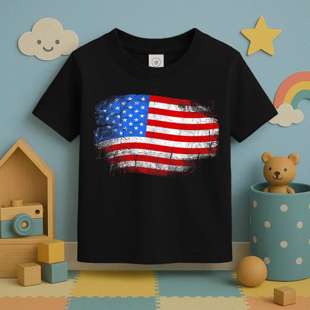Distressed USA Waving Flag Toddler T-Shirt