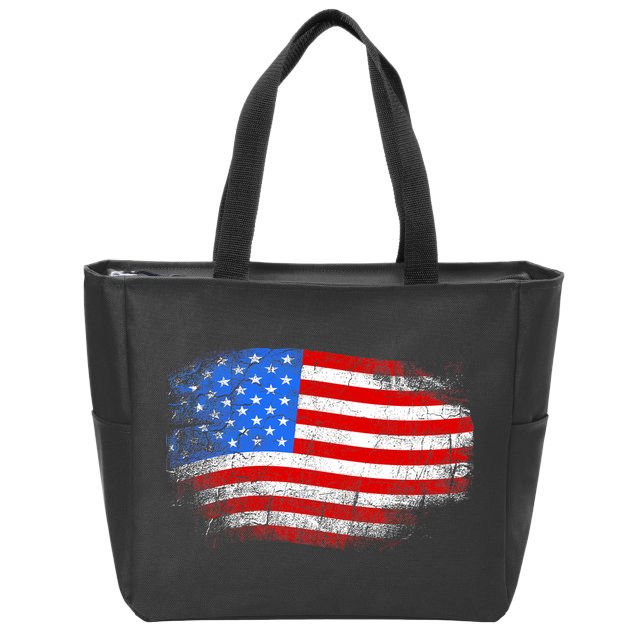 Distressed USA Waving Flag Zip Tote Bag