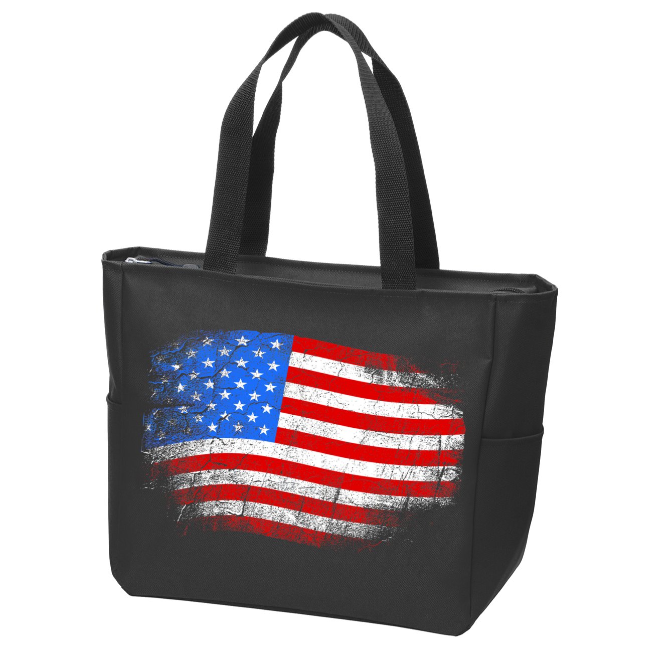 Distressed USA Waving Flag Zip Tote Bag