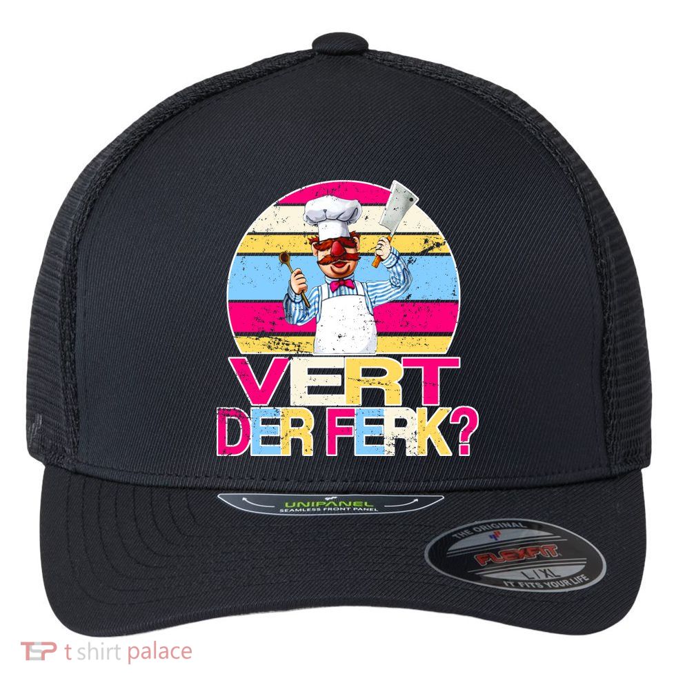Distressed Vert Der Ferk Retro Chef Flexfit Unipanel Trucker Cap
