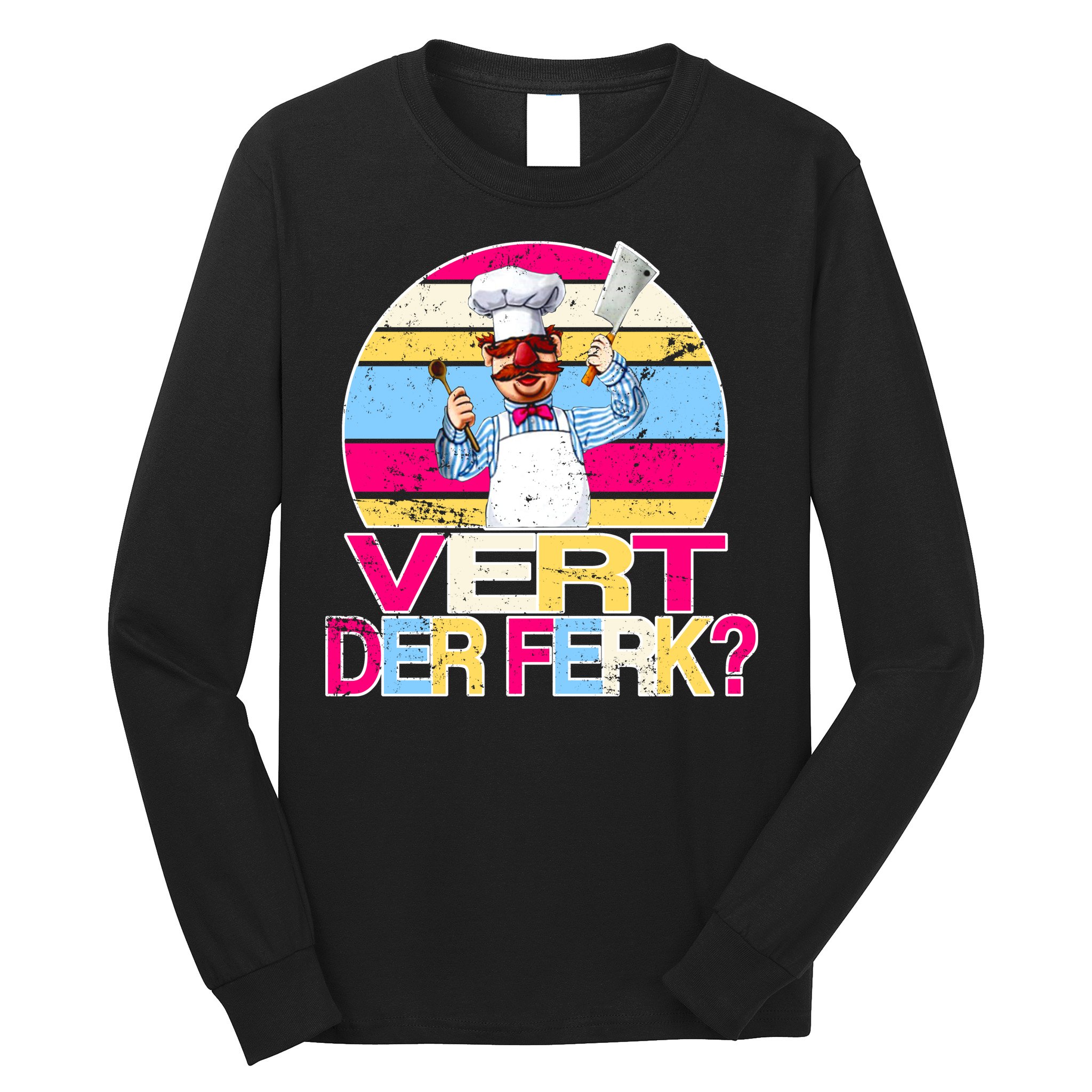 Distressed Vert Der Ferk Retro Chef Long Sleeve Shirt