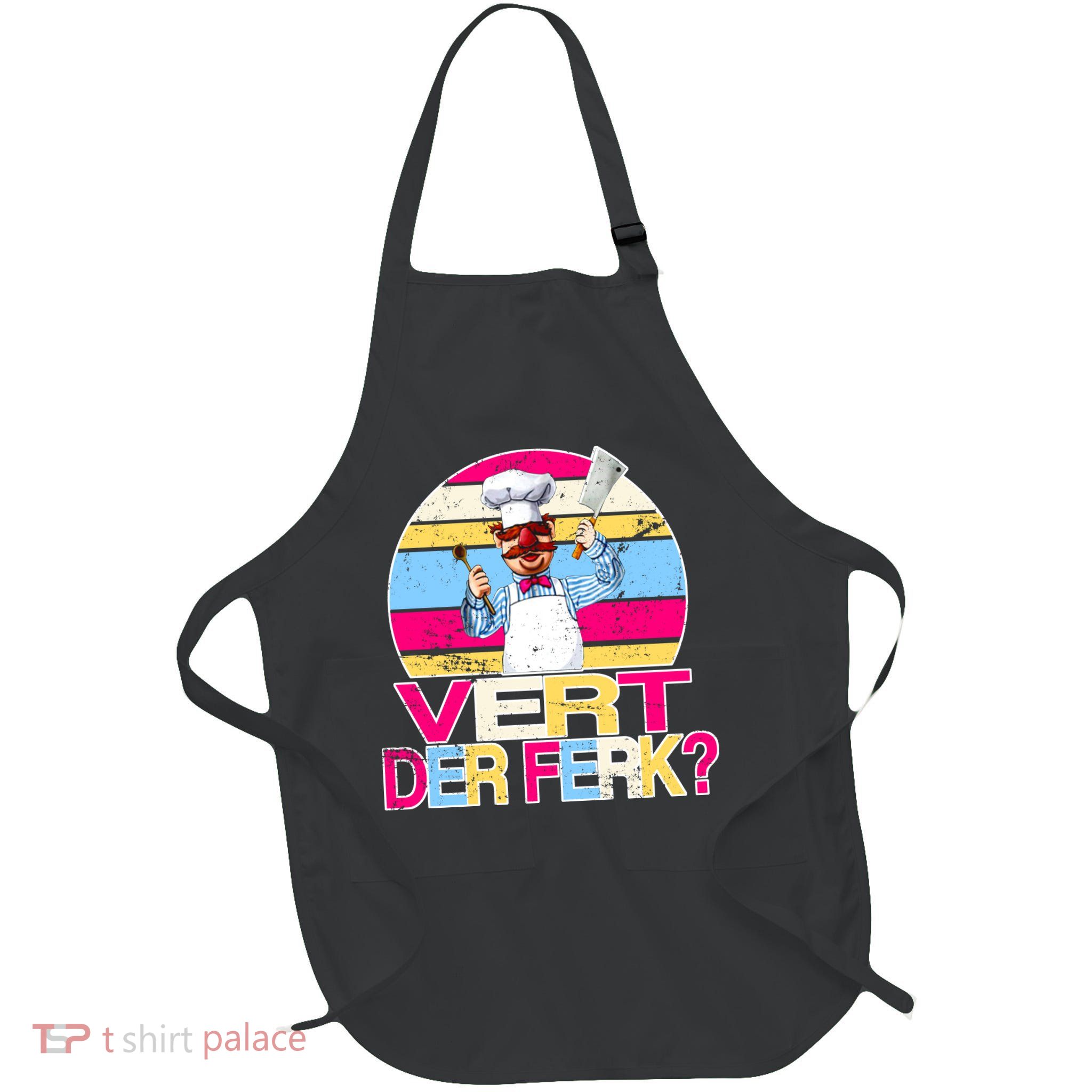 Distressed Vert Der Ferk Retro Chef Full-Length Apron With Pockets