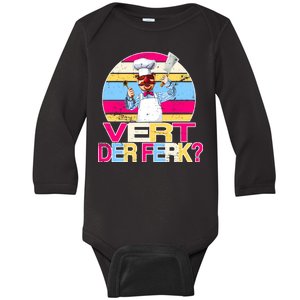 Distressed Vert Der Ferk Retro Chef Baby Long Sleeve Bodysuit