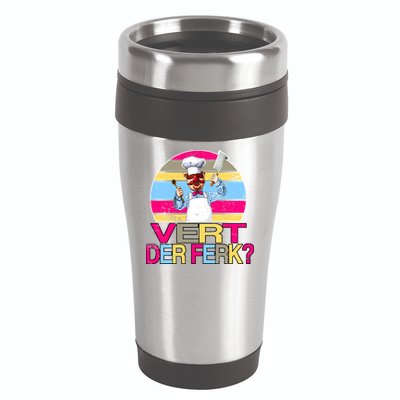 Distressed Vert Der Ferk Retro Chef 16oz Travel Tumbler