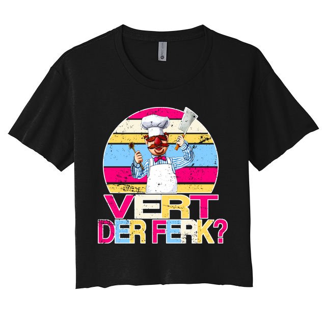 Distressed Vert Der Ferk Retro Chef Crop Top
