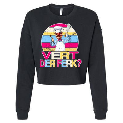 Distressed Vert Der Ferk Retro Chef Cropped Pullover Crew