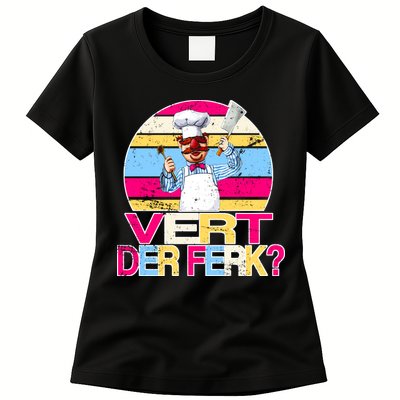 Distressed Vert Der Ferk Retro Chef Womens T-Shirt