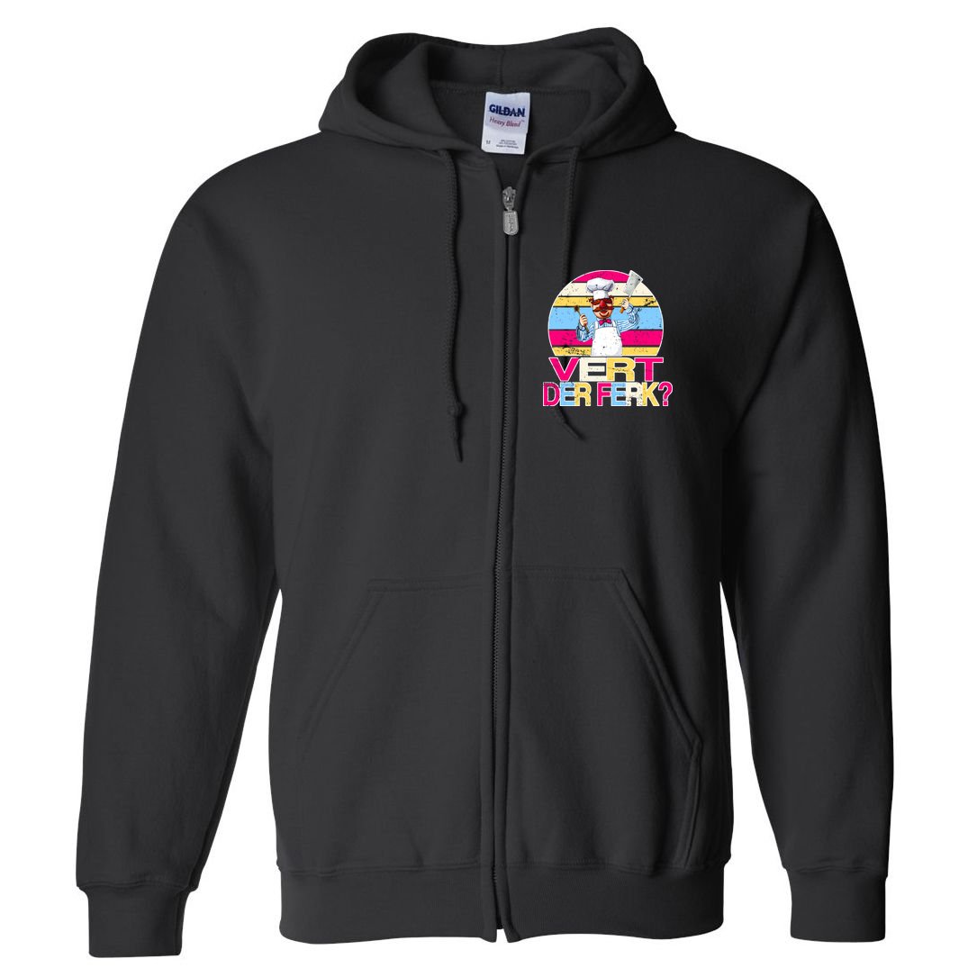 Distressed Vert Der Ferk Retro Chef Full Zip Hoodie