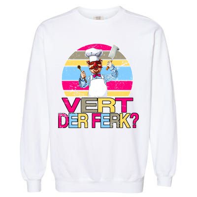 Distressed Vert Der Ferk Retro Chef Garment-Dyed Sweatshirt