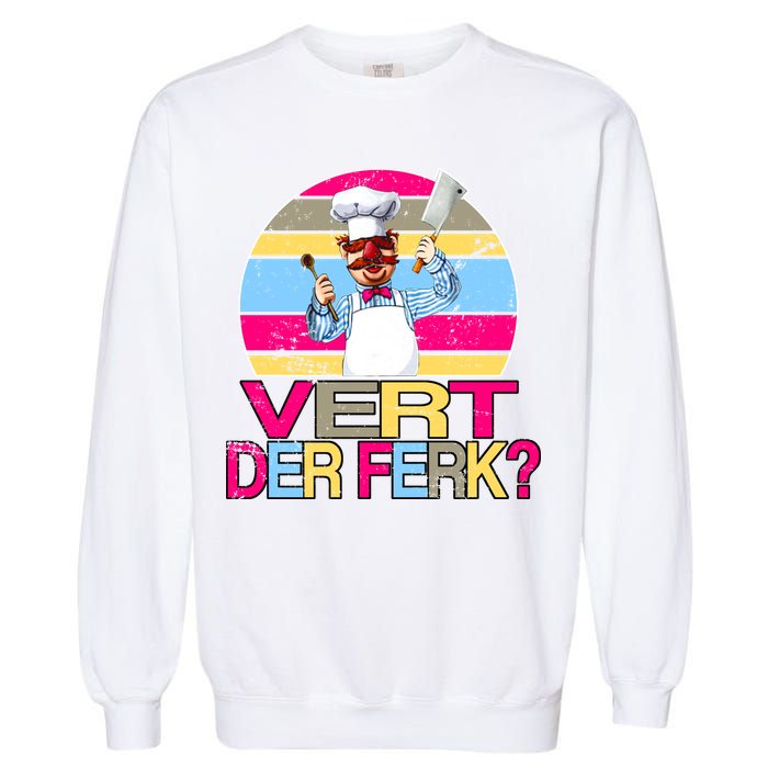Distressed Vert Der Ferk Retro Chef Garment-Dyed Sweatshirt