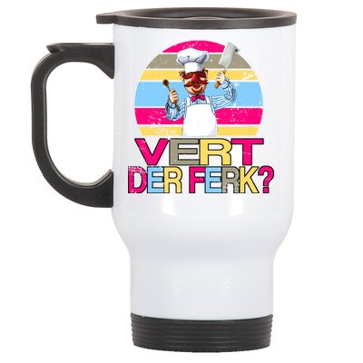 Distressed Vert Der Ferk Retro Chef Stainless Steel Travel Mug