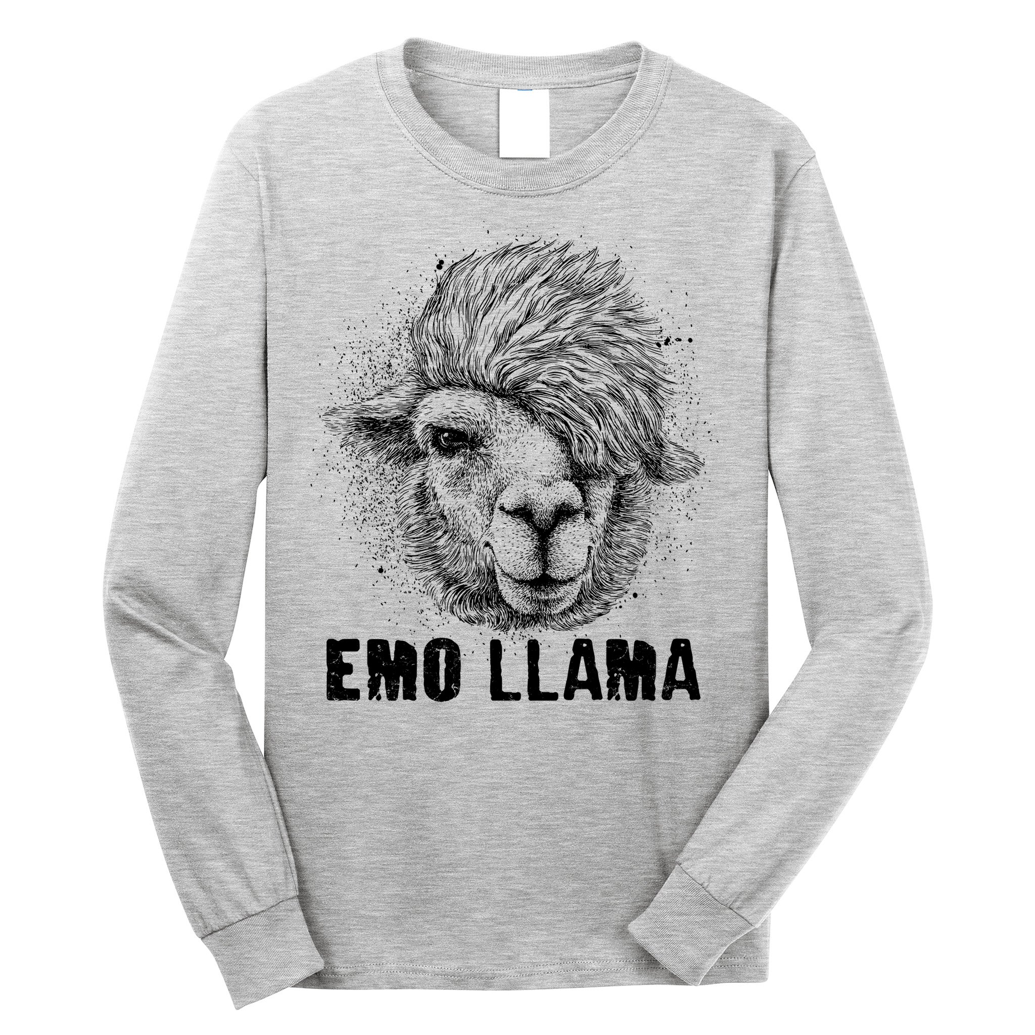 Distressed Vintage Emo Llama Alpaca  Long Sleeve Shirt