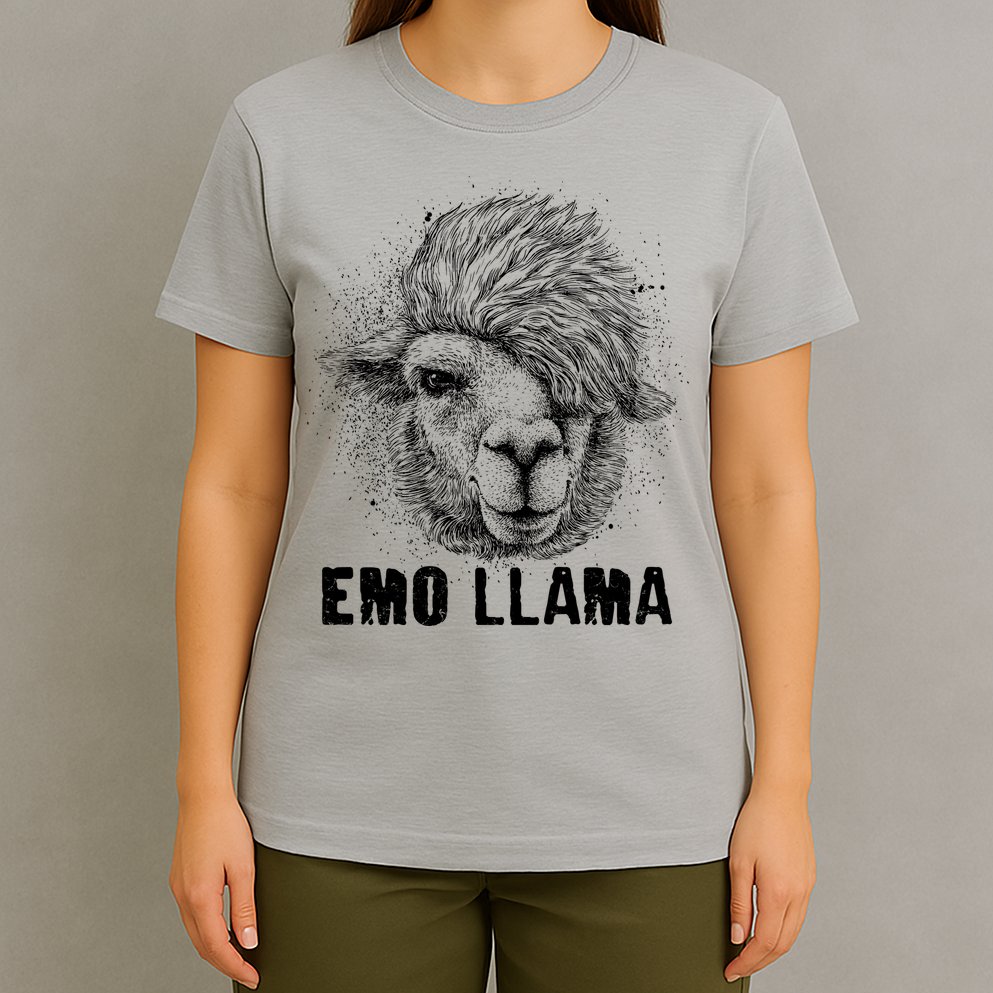 Distressed Vintage Emo Llama Alpaca  T-Shirt