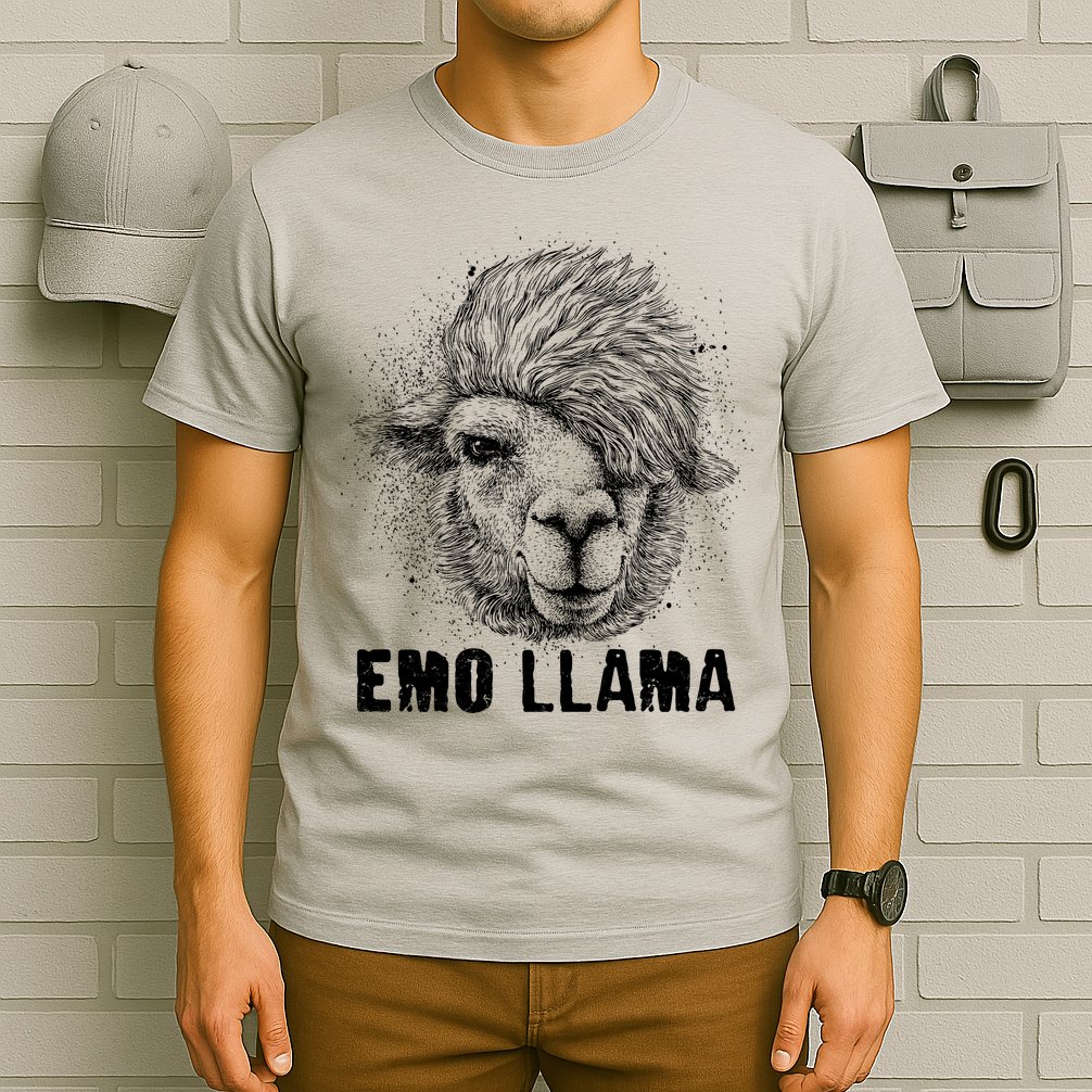 Distressed Vintage Emo Llama Alpaca  T-Shirt