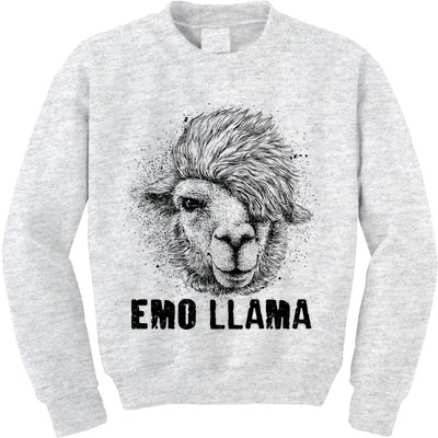Distressed Vintage Emo Llama Alpaca  Kids Sweatshirt