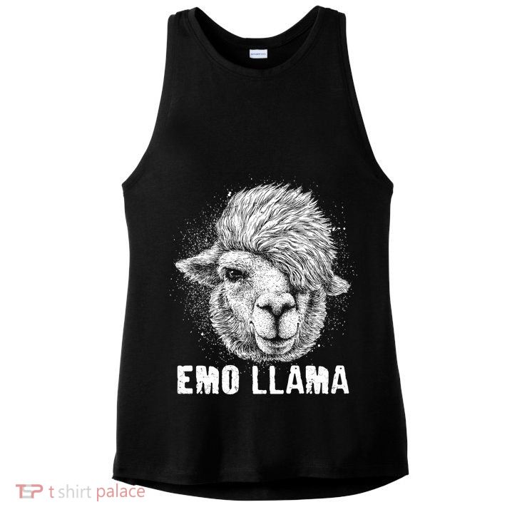 Distressed Vintage Emo Llama Alpaca  Ladies PosiCharge Tri-Blend Wicking Tank