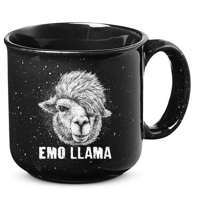 Distressed Vintage Emo Llama Alpaca  15oz Campfire Ceramic Mug
