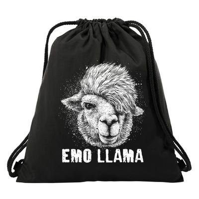 Distressed Vintage Emo Llama Alpaca  Drawstring Bag