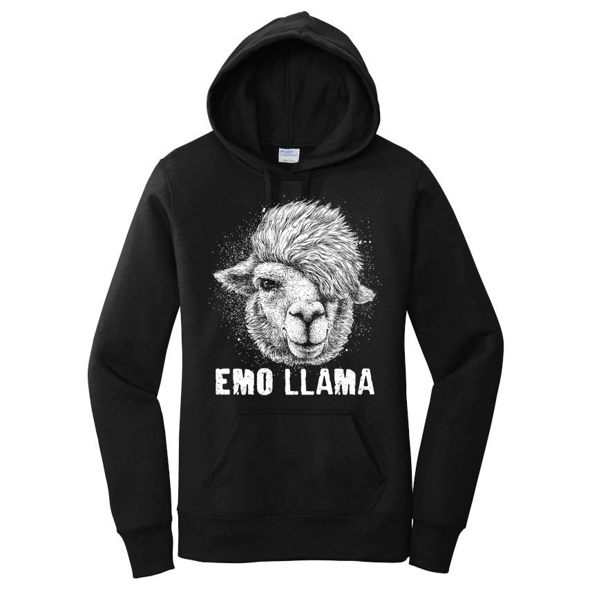 Distressed Vintage Emo Llama Alpaca  Women's Pullover Hoodie