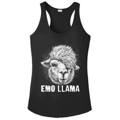 Distressed Vintage Emo Llama Alpaca  Ladies PosiCharge Competitor Racerback Tank