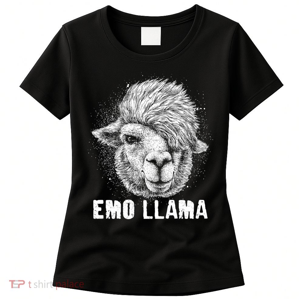 Distressed Vintage Emo Llama Alpaca  Womens T-Shirt