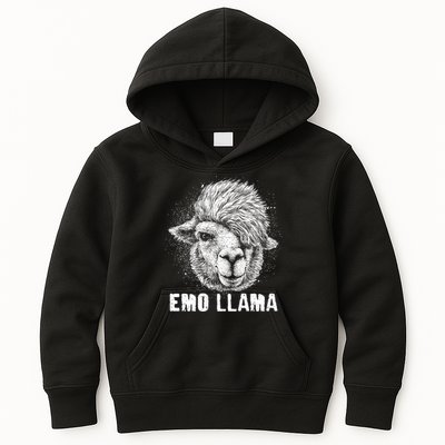 Distressed Vintage Emo Llama Alpaca  Kids Hoodie