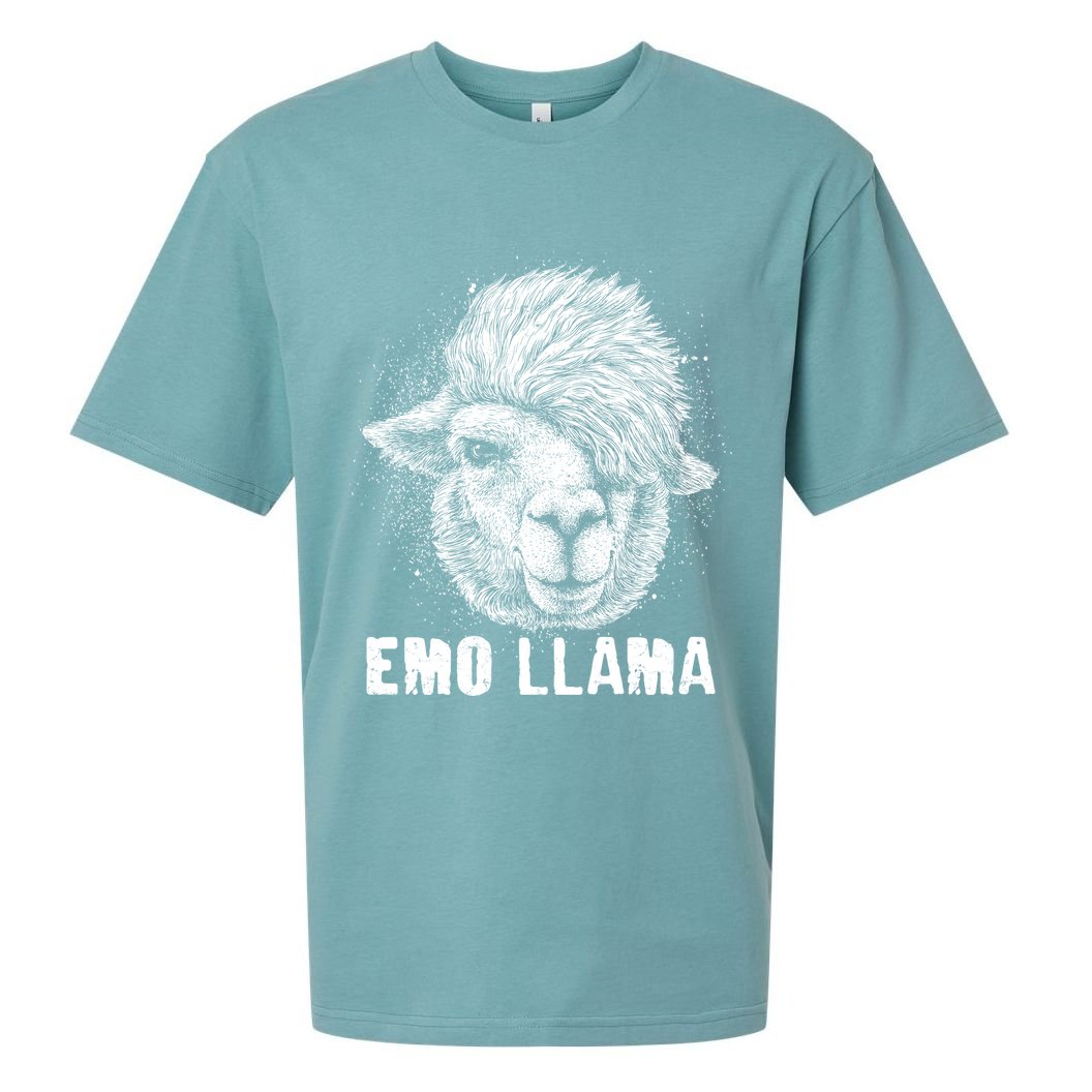 Distressed Vintage Emo Llama Alpaca  Sueded Cloud Jersey T-Shirt