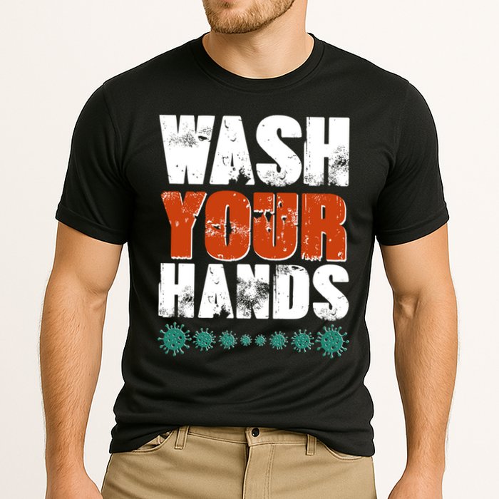 Distressed Wash Your Hands Funny Cooling Performance Crew T-Shirt
