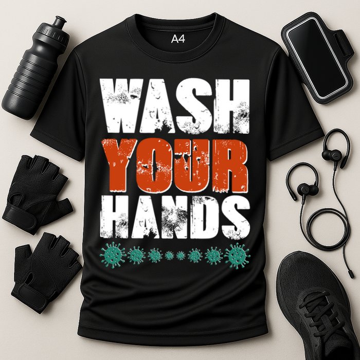 Distressed Wash Your Hands Funny Cooling Performance Crew T-Shirt