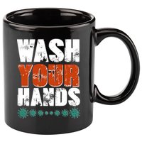 Distressed Wash Your Hands Funny 11oz C Handle Ceramic Mug