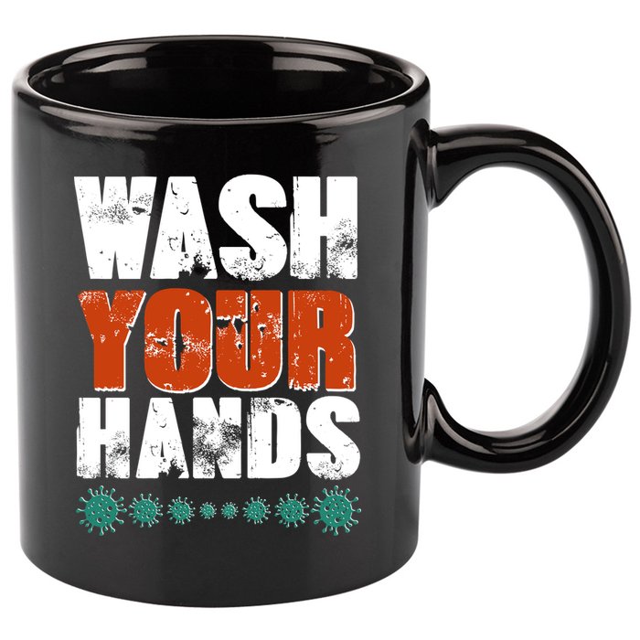 Distressed Wash Your Hands Funny 11oz C Handle Ceramic Mug