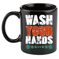 Distressed Wash Your Hands Funny 11oz C Handle Ceramic Mug