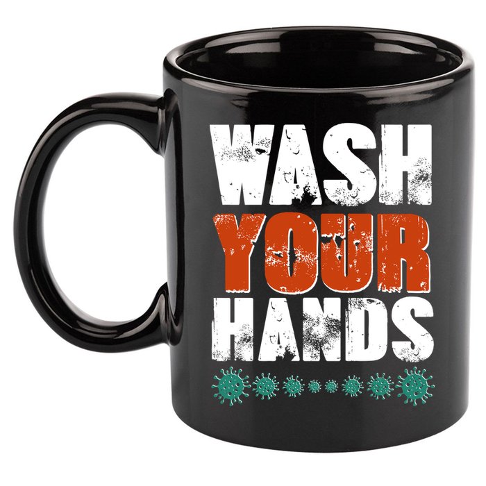Distressed Wash Your Hands Funny 11oz C Handle Ceramic Mug