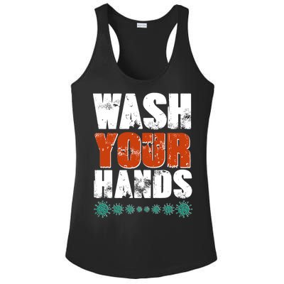 Distressed Wash Your Hands Funny Ladies PosiCharge Competitor Racerback Tank