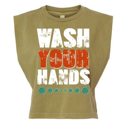 Distressed Wash Your Hands Funny Garment-Dyed Women's Muscle Tee