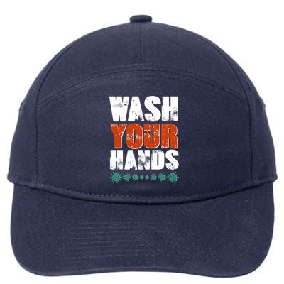 Distressed Wash Your Hands Funny 7-Panel Snapback Hat