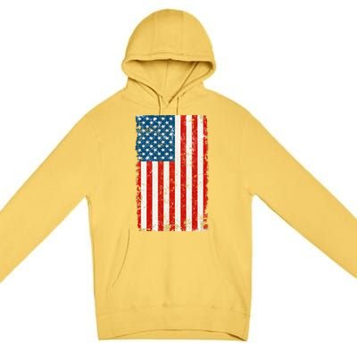 Distressed Worn USA American Flag Premium Pullover Hoodie