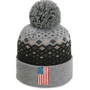 Distressed Worn USA American Flag The Baniff Cuffed Pom Beanie