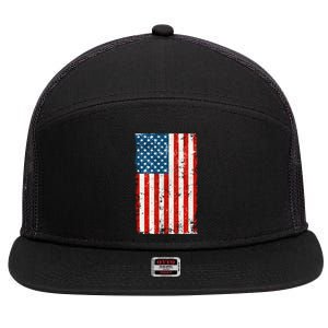 Distressed Worn USA American Flag 7 Panel Mesh Trucker Snapback Hat