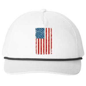 Distressed Worn USA American Flag Snapback Five-Panel Rope Hat