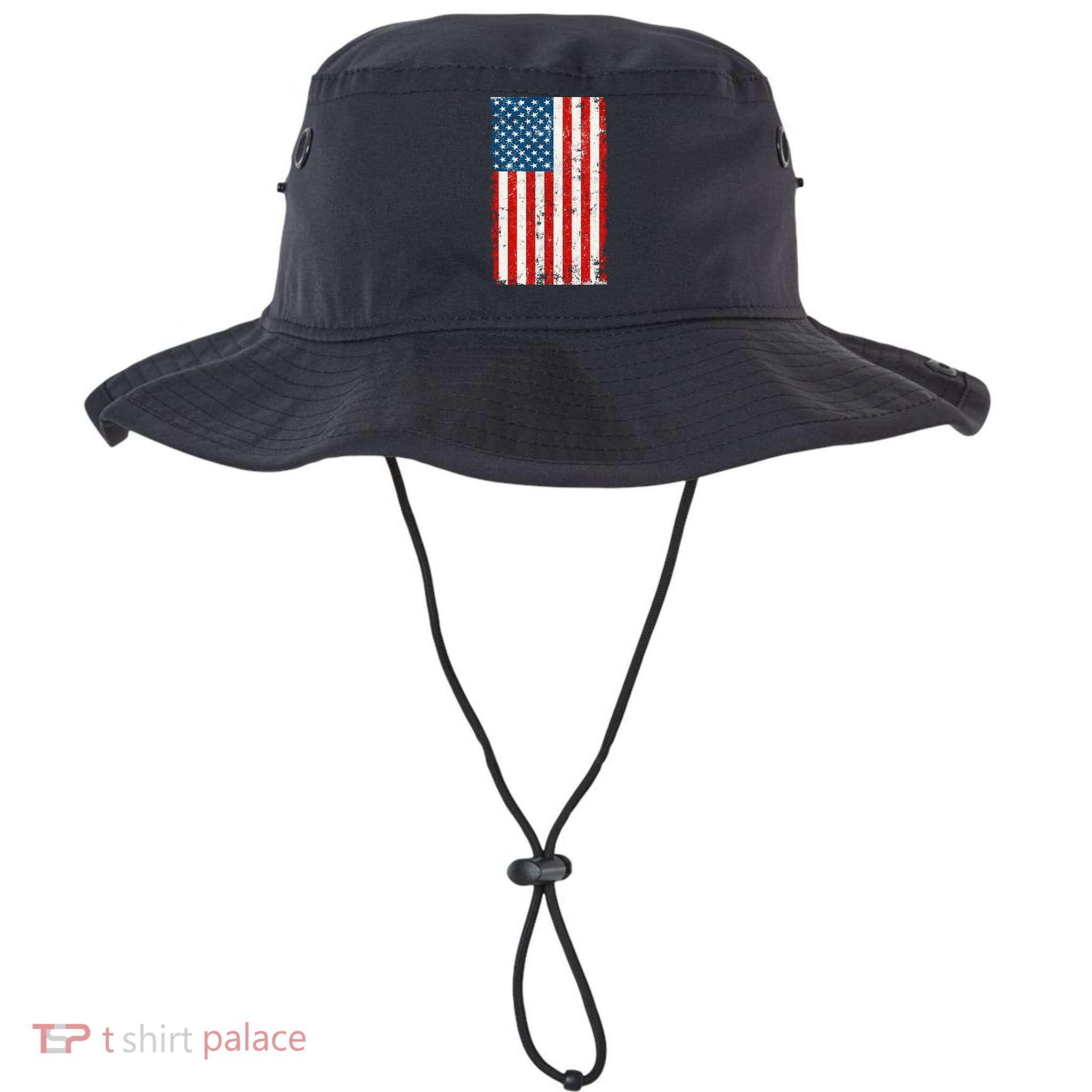 Distressed Worn USA American Flag Bucket Hat