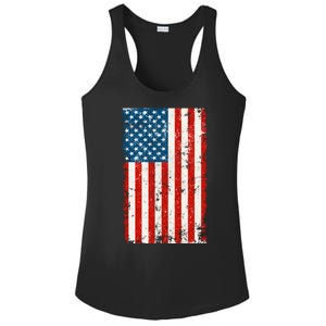 Distressed Worn USA American Flag Ladies PosiCharge Competitor Racerback Tank