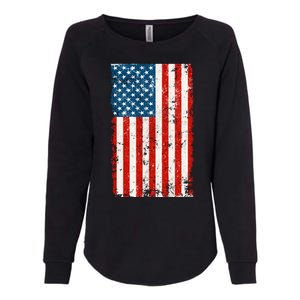 Distressed Worn USA American Flag Womens California Wash Sweatshirt