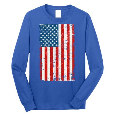 Distressed Worn USA American Flag Long Sleeve Shirt