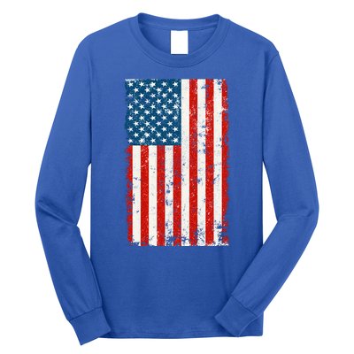 Distressed Worn USA American Flag Long Sleeve Shirt