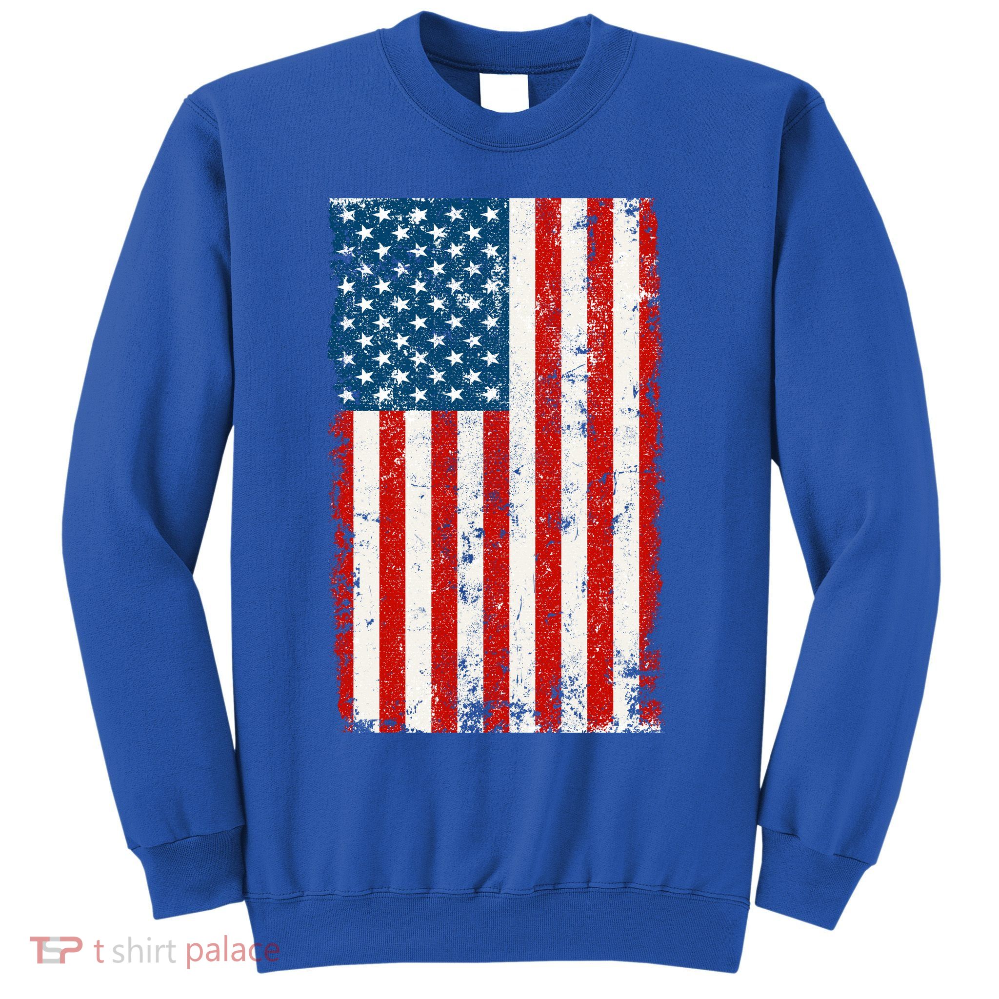 Distressed Worn USA American Flag Sweatshirt