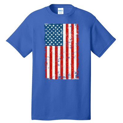 Distressed Worn USA American Flag Tall T-Shirt