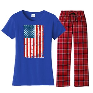 Distressed Worn USA American Flag Women's Flannel Pajama Set