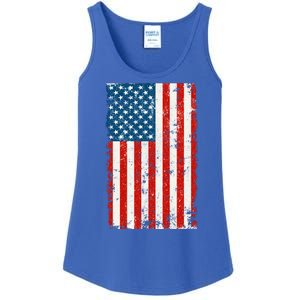 Distressed Worn USA American Flag Ladies Essential Tank