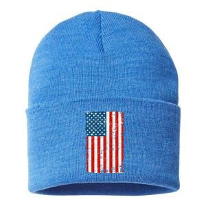 Distressed Worn USA American Flag Sustainable Knit Beanie